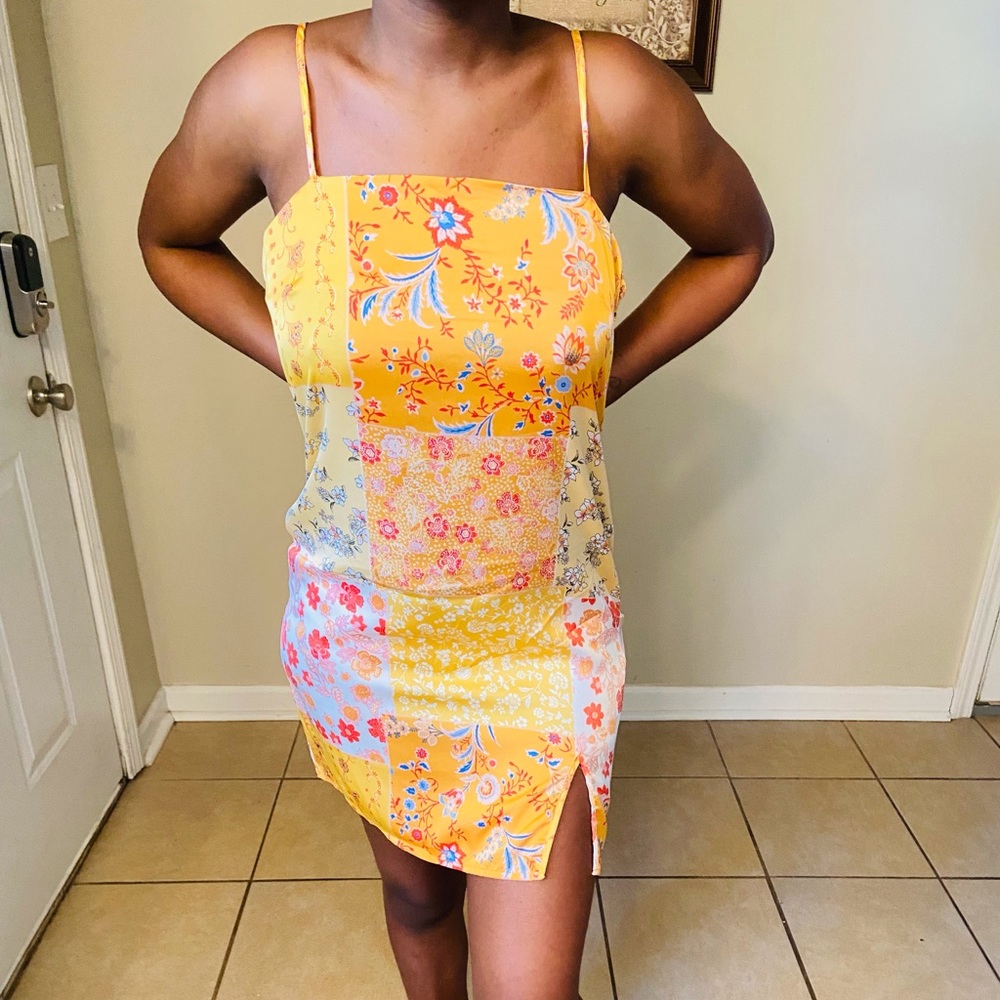 Gold Patchwork Cami Slip Dress